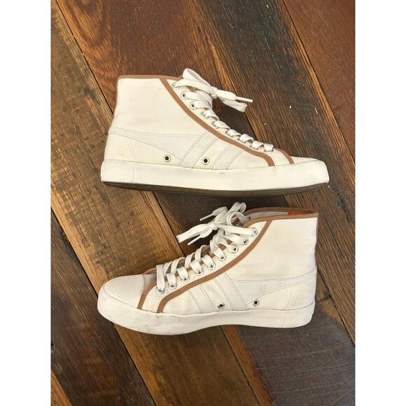 GOLA for J.Crew Coaster Smash High Top Sneakers White/Tan Women's SZ 7 - Picture 1 of 13